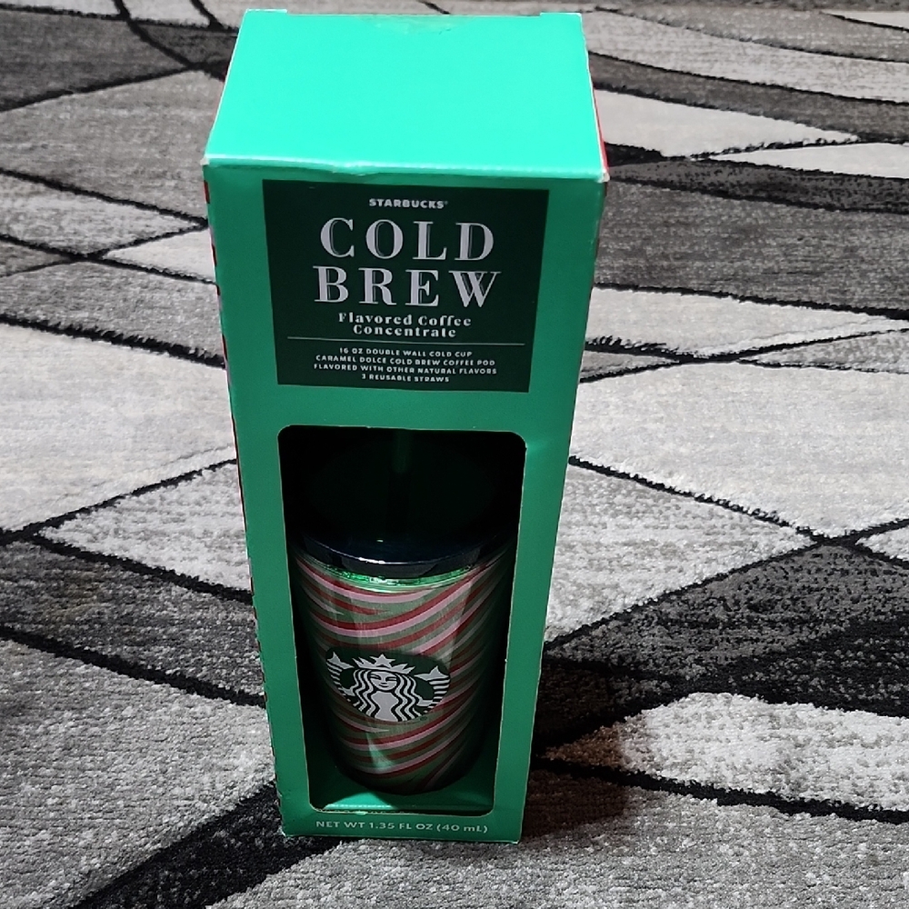 STARBUCKS 16 OZ DW COLD-BREW CARAMEL DOLCE 3 STRAWS TUMBLER